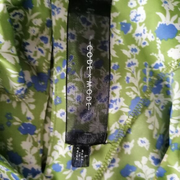 Y2K Code X Mode Womens Green Floral Print Ruffle Layered Fit & Flare Dress Sz L - Picture 5 of 7